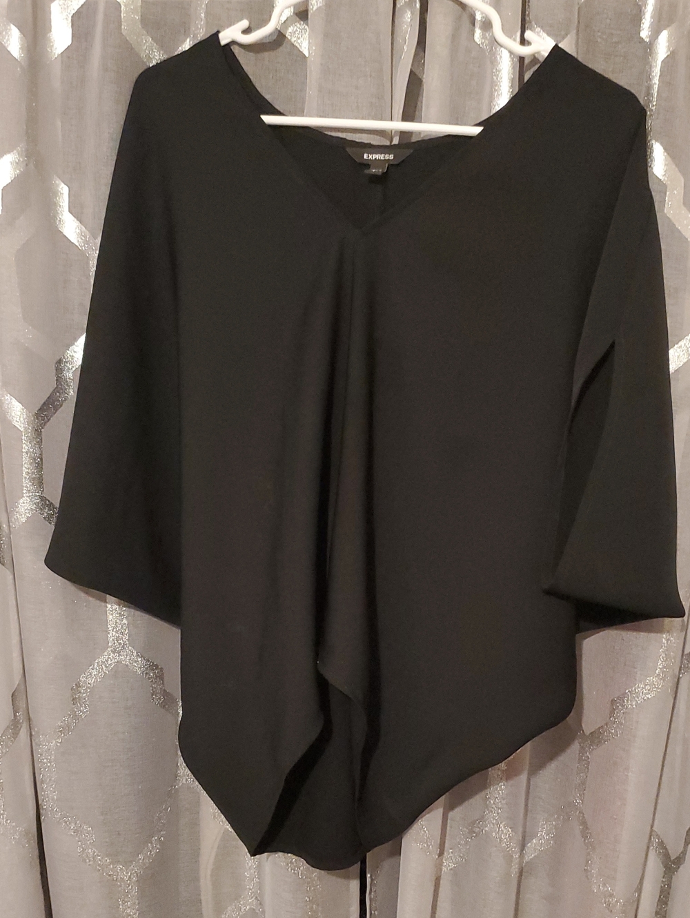 Express Black V-Neck Draped Tunic Top